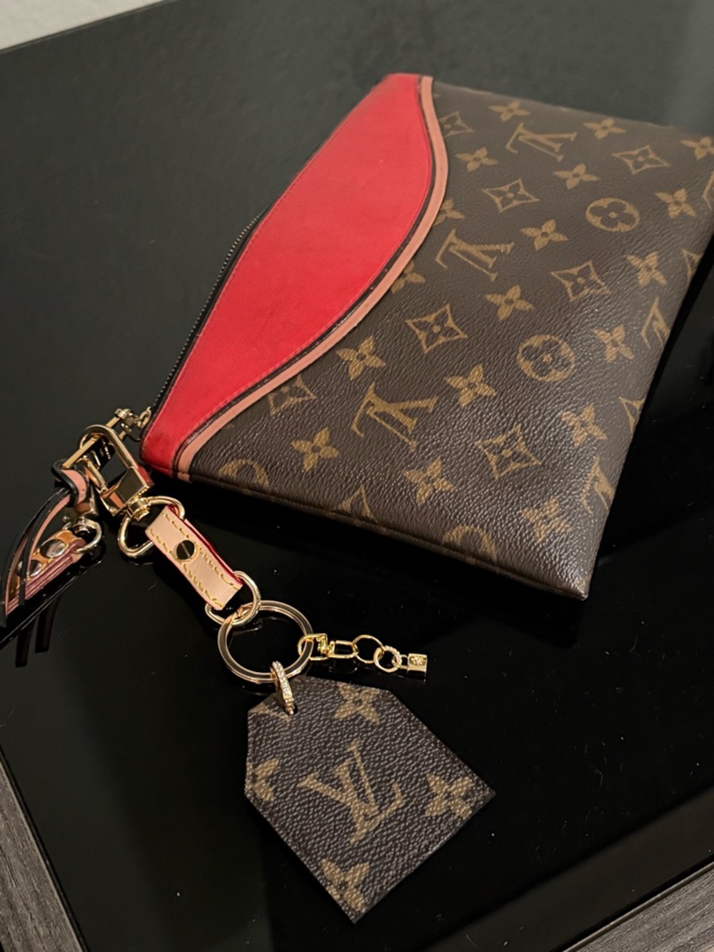 Gold Charm Keychain with Crystal Accent - Women Accessories